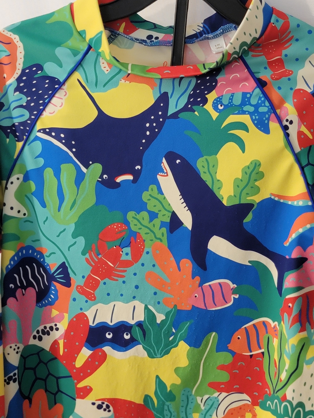 Boden Kids Ocean Life Rashguard Swim Top Size 8-9Y - Picture 3 of 5